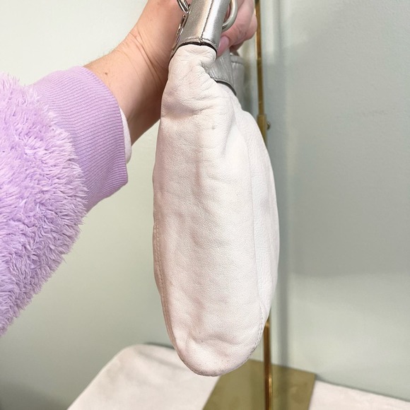 Vintage Coach Ashley White Silver Leather Convertible Crossbody Shoulder Handbag - Picture 5 of 15